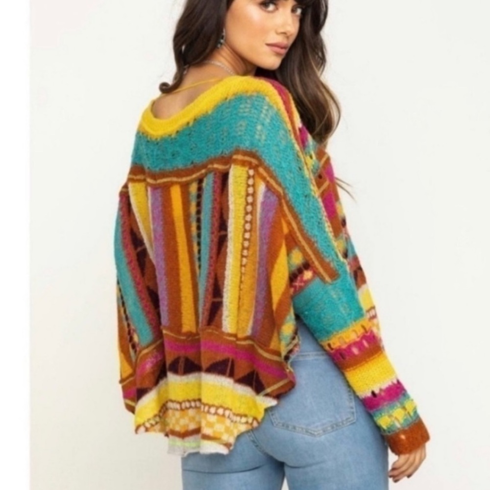 Free People December Skies Knit Poncho Sweater